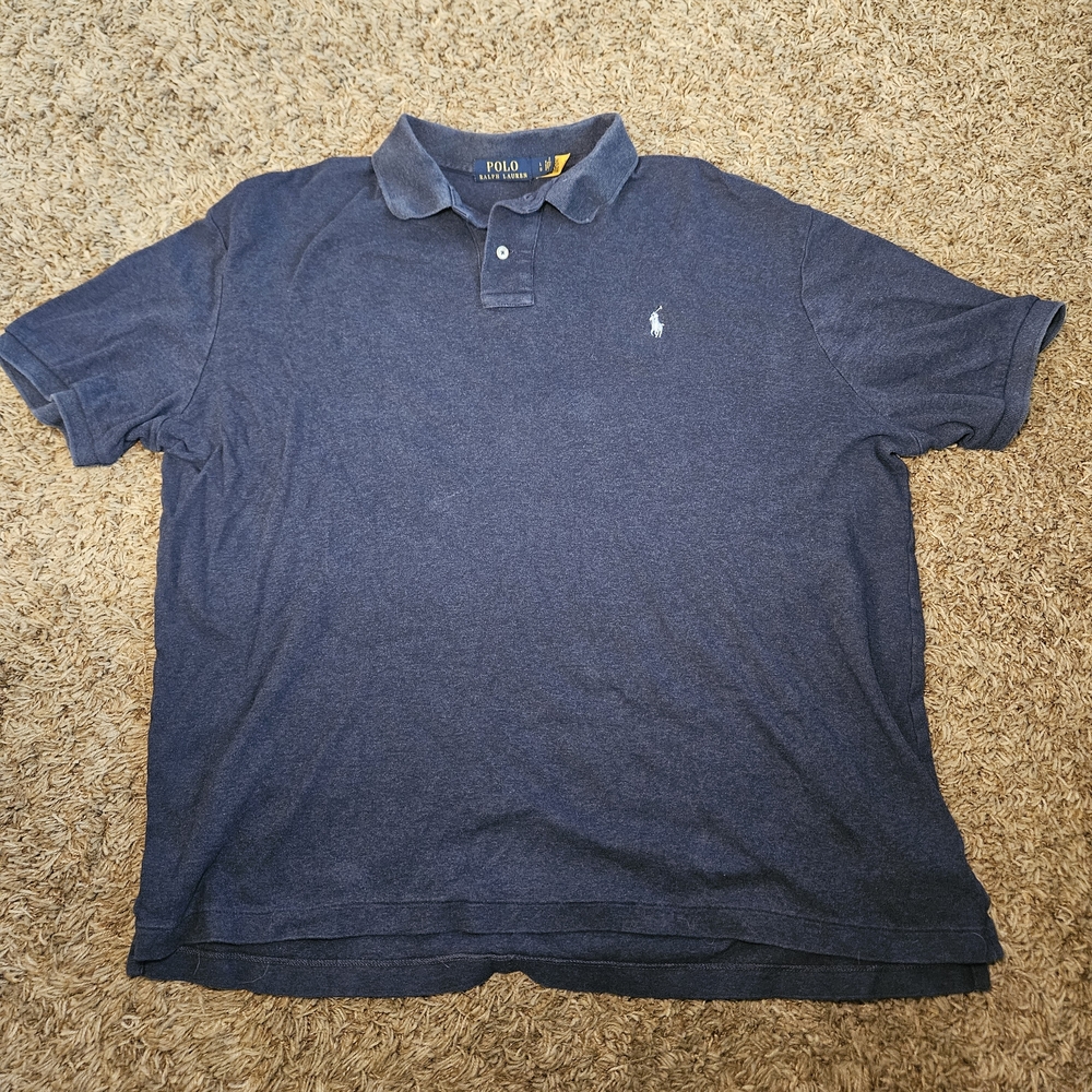 Polo Ralph Lauren Men's Blue Polo Shirt Short Sleeve Size Large Cotton